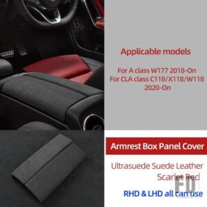 メルセデスベンツ ULTRASUEDE 中央制御ギアアームレストボックスパネルステッカートリムカバー Aクラス W177 CLA C118 X118 W118 2020 2021 - Armrest Box