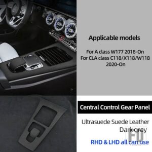 メルセデスベンツ ULTRASUEDE 中央制御ギアアームレストボックスパネルステッカートリムカバー Aクラス W177 CLA C118 X118 W118 2020 2021 - Centrol Console Gear