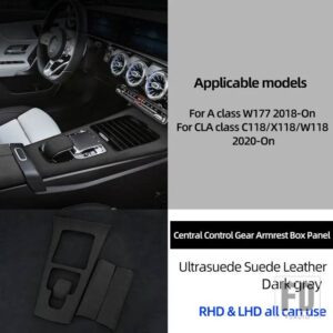 メルセデスベンツ ULTRASUEDE 中央制御ギアアームレストボックスパネルステッカートリムカバー Aクラス W177 CLA C118 X118 W118 2020 2021 - the whole set