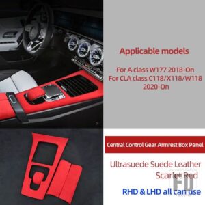 メルセデスベンツ ULTRASUEDE 中央制御ギアアームレストボックスパネルステッカートリムカバー Aクラス W177 CLA C118 X118 W118 2020 2021 - The Whole set2