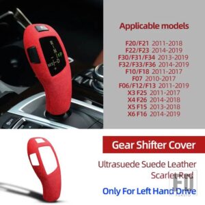 BMW ULTRASUEDE スエードラッピングギアシフトノブ ABS トリムカバー装飾 F20 F22 F30 F34 F32 F36 F10 F07 F06 F25 F26 F15 F16 - Scarlet Red