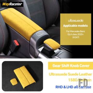 メルセデスベンツ ULTRASUEDE 収納アームレストボックスギアシフトノブカバー H247 GLAクラス 2020-23 GLA180 GLA200 250 - Yellow