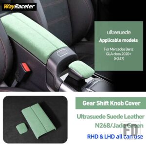 メルセデスベンツ ULTRASUEDE 収納アームレストボックスギアシフトノブカバー H247 GLAクラス 2020-23 GLA180 GLA200 250 - Green