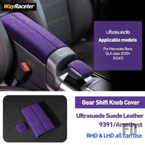 メルセデスベンツ ULTRASUEDE 収納アームレストボックスギアシフトノブカバー H247 GLAクラス 2020-23 GLA180 GLA200 250 - PURPLE
