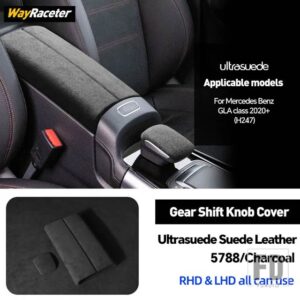 メルセデスベンツ ULTRASUEDE 収納アームレストボックスギアシフトノブカバー H247 GLAクラス 2020-23 GLA180 GLA200 250 - Black
