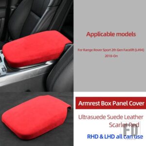 ULTRASUEDE ラップアームレストボックスパネルトリムステッカーカバーレンジローバースポーツ L494 改築 2018-オン 2019-21 アクセサリー - Scarlet Red