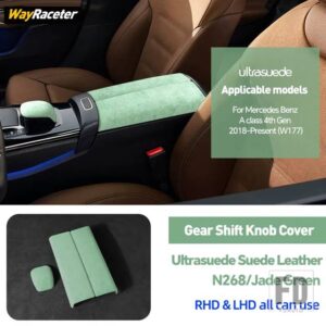 メルセデスベンツ ULTRASUEDE 収納アームレストボックスギアシフトノブカバー W177 AMG A45 A35 200 Aクラス 2019-23 - Green