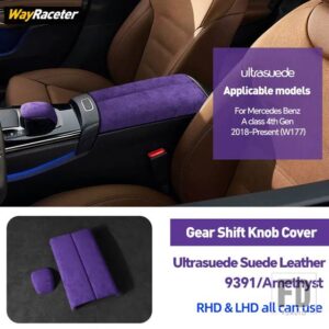 メルセデスベンツ ULTRASUEDE 収納アームレストボックスギアシフトノブカバー W177 AMG A45 A35 200 Aクラス 2019-23 - PURPLE