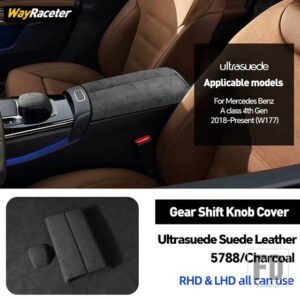 メルセデスベンツ ULTRASUEDE 収納アームレストボックスギアシフトノブカバー W177 AMG A45 A35 200 Aクラス 2019-23 - Black