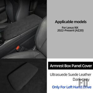 レクサス ULTRASUEDE トップスエードラップ左ハンドル用収納アームレストボックスパネルトリムカバー NX AZ20 2022 2023 2024 アクセサリー - Dark Gray
