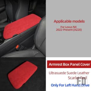 レクサス ULTRASUEDE トップスエードラップ左ハンドル用収納アームレストボックスパネルトリムカバー NX AZ20 2022 2023 2024 アクセサリー - Scarlet Red