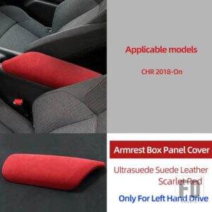 トヨタ ULTRASUEDE ラップトップスエードアームレストボックスパネルトリムステッカーカバー CHR 2017-21 インテリアアクセサリー - Scarlet Red