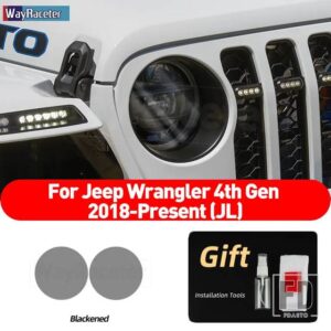ジープ 2個 ヘッドライトフィルムクリアスモークブラック TPU ステッカーラングラー JL 2019-24 - Smoked black