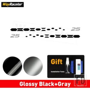 VW 版 25 カーボンビニールデカールドアサイドストライプステッカーポロ GTI R ライン AW 2017 + 2024 2025 アクセサリー - Glossy black Gray