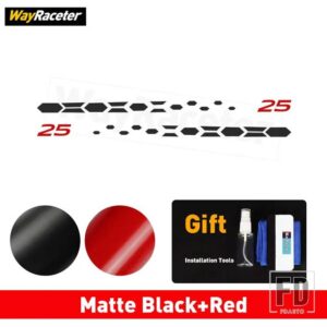 VW 版 25 カーボンビニールデカールドアサイドストライプステッカーポロ GTI R ライン AW 2017 + 2024 2025 アクセサリー - Matte black Red