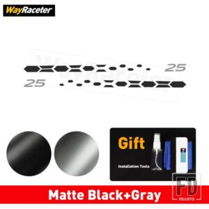 VW 版 25 カーボンビニールデカールドアサイドストライプステッカーポロ GTI R ライン AW 2017 + 2024 2025 アクセサリー - Matte black Gray