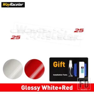 VW 版 25 カーボンビニールデカールドアサイドストライプステッカーポロ GTI R ライン AW 2017 + 2024 2025 アクセサリー - Glossy white Red