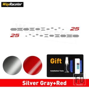 VW 版 25 カーボンビニールデカールドアサイドストライプステッカーポロ GTI R ライン AW 2017 + 2024 2025 アクセサリー - Silver gray Red