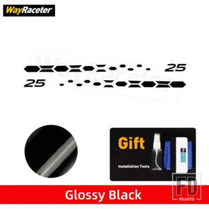 VW 版 25 カーボンビニールデカールドアサイドストライプステッカーポロ GTI R ライン AW 2017 + 2024 2025 アクセサリー - Glossy black