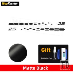 VW 版 25 カーボンビニールデカールドアサイドストライプステッカーポロ GTI R ライン AW 2017 + 2024 2025 アクセサリー - Matte Black