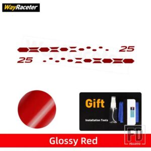 VW 版 25 カーボンビニールデカールドアサイドストライプステッカーポロ GTI R ライン AW 2017 + 2024 2025 アクセサリー - Glossy red