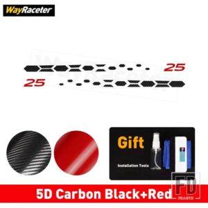 VW 版 25 カーボンビニールデカールドアサイドストライプステッカーポロ GTI R ライン AW 2017 + 2024 2025 アクセサリー - Carbon black Red