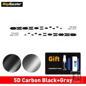VW 版 25 カーボンビニールデカールドアサイドストライプステッカーポロ GTI R ライン AW 2017 + 2024 2025 アクセサリー - Carbon black Gray