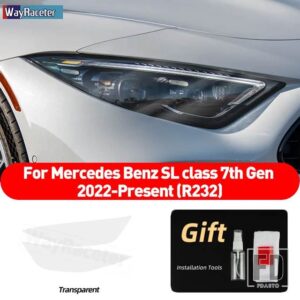 メルセデスベンツ 2個 ヘッドライトフィルムクリアスモークブラック TPU ステッカー SL クラス AMG R232 2022 2023 ACCESSORIE - Transparent