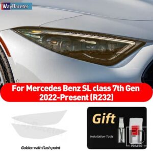 メルセデスベンツ 2個 ヘッドライトフィルムクリアスモークブラック TPU ステッカー SL クラス AMG R232 2022 2023 ACCESSORIE - Golden point