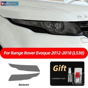 2個 ヘッドライトフィルムフロントライトクリアスモークブラック TPU ステッカーレンジャーローバー EVOQUE L538 2012-2018 - Smoked black
