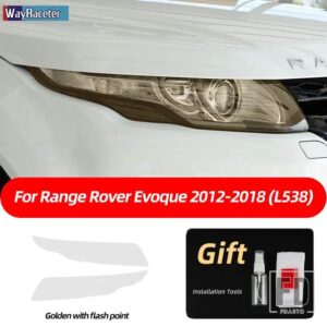 2個 ヘッドライトフィルムフロントライトクリアスモークブラック TPU ステッカーレンジャーローバー EVOQUE L538 2012-2018 - Golden point