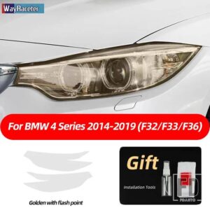 BMW 2個 ヘッドライトフィルムフロントライトクリアスモークブラック TPU ステッカー F32 F33 F36 4シリーズ M パフォーマンス - Golden point