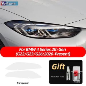 BMW 2個 M パフォーマンスヘッドライトフィルムクリアスモークブラック TPU ステッカー 4シリーズ G22 G23 G26 2021 2022 - Transparent