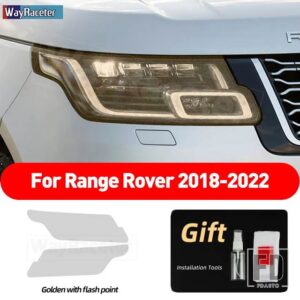 レンジローバー 2個 ヘッドライトフィルムクリアスモークブラック TPU ステッカー 2018-22 フェイスリフト L405 - Golden point