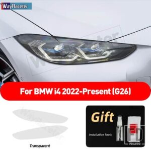 BMW 2個 ヘッドライトフィルムクリアスモークブラック TPU ステッカー I4 G26 2022 2023 M50 アクセサリー - Transparent