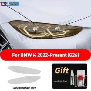 BMW 2個 ヘッドライトフィルムクリアスモークブラック TPU ステッカー I4 G26 2022 2023 M50 アクセサリー - Golden point