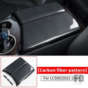 トヨタ ランドクルーザー 300 2021-24 センターアームレストボックスカバー LC300 J300 インテリアアクセサリー - Carbon Fiber Pattern