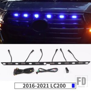 トヨタ グリル黄色と青の光幅ランプ ランドクルーザー 200 LC200 2021-2008 2020 外装装飾 LED フロントフォグライト - Blue 2016-2021