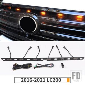 トヨタ グリル黄色と青の光幅ランプ ランドクルーザー 200 LC200 2021-2008 2020 外装装飾 LED フロントフォグライト - Yellow 2016-2021