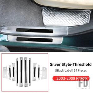 トヨタ ランドクルーザープラド 120 LC120 2003-38961 室内装飾アクセサリーステンレスしきい値パネル - Silver-(Black-Label)