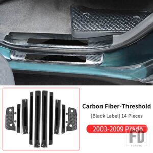 トヨタ ランドクルーザープラド 120 LC120 2003-38961 室内装飾アクセサリーステンレスしきい値パネル - Carbon Fiber Black