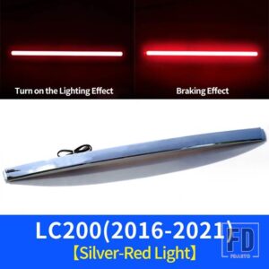 トヨタ ランドクルーザー 200 LC200 2016-2018-21 テールゲートブレーキ LED ライトクローム装飾ストリップアウターアクセサリー - Silver Red Light