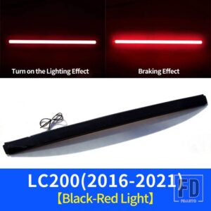 トヨタ ランドクルーザー 200 LC200 2016-2018-21 テールゲートブレーキ LED ライトクローム装飾ストリップアウターアクセサリー - Black Red Light