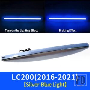 トヨタ ランドクルーザー 200 LC200 2016-2018-21 テールゲートブレーキ LED ライトクローム装飾ストリップアウターアクセサリー - Silver Blue Light