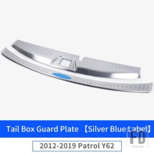 日産 2012-2021 パトロール Y62 リアドアシルプレートテールドアガードボードステンレス装飾アクセサリー - Silver-(Blue-Label)