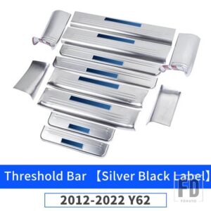 日産 しきい値パネル パトロール Y62 2012-2021 2019 室内装飾アクセサリーステンレスドアガード - Silver-(Blue-Label)