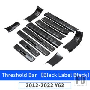 日産 しきい値パネル パトロール Y62 2012-2021 2019 室内装飾アクセサリーステンレスドアガード - Black label black