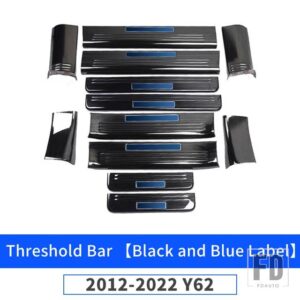 日産 しきい値パネル パトロール Y62 2012-2021 2019 室内装飾アクセサリーステンレスドアガード - Black and Blue Label