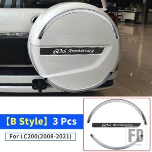 トヨタ ランドクルーザー 200 2008-2019-21 スペアタイヤクローム装飾ストリップ LC200 FJ200 外装アップグレードアクセサリー - B-Style-3-Pcs