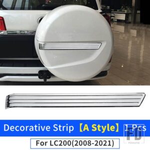 トヨタ ランドクルーザー 200 2008-2019-21 スペアタイヤクローム装飾ストリップ LC200 FJ200 外装アップグレードアクセサリー - A-Style-1-Pcs